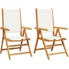 Image de vidaXL - Tuinstoelen - 2 - st - inklapbaar - acaciahout - en - stof - crèmewit
