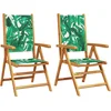 Image de vidaXL - Inklapbare - stoelen - 2 - st - bladpatroon - massief - acaciahout - en - stof