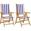 Image de vidaXL - Tuinstoelen - 2 - st - massief - acaciahout - en - stof - blauw - en - wit
