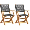Image de vidaXL - Tuinstoelen - 2 - st - massief - acaciahout - en - poly - rattan - zwart