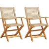 Image de vidaXL - Tuinstoelen - 2 - st - massief - acaciahout - en - poly - rattan - beige