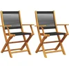 Image de vidaXL - Tuinstoelen - 2 - st - massief - acaciahout - en - polypropeen - zwart
