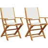 Image de vidaXL - Tuinstoelen - 2 - st - inklapbaar - acaciahout - en - stof - crèmewit