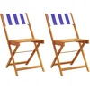 Image de vidaXL - Bistrostoelen - 2 - st - massief - acaciahout - en - stof - blauw - en - wit