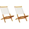 Image de vidaXL - Tuinstoelen - 2 - st - inklapbaar - acaciahout - en - stof - crèmewit