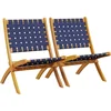 Image de vidaXL - Tuinstoelen - 2 - st - inklapbaar - acaciahout - en - stof - donkerblauw