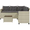 Image de vidaXL - Tuinbank - met - tafel - en - kussens - L-vormig - poly - rattan - lichtgrijs