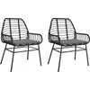 Image de vidaXL - Tuinstoelen - 2 - st - met - kussens - poly - rattan - zwart