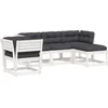 Image de vidaXL - 5-delige - Loungeset - met - kussens - massief - grenenhout - wit