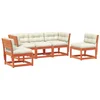 Image de vidaXL - 5-delige - Loungeset - met - kussens - massief - grenenhout - wasbruin