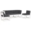 Image de vidaXL - 5-delige - Loungeset - met - kussens - massief - grenenhout - wit