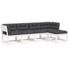 Image de vidaXL - 5-delige - Loungeset - met - kussens - massief - grenenhout - wit