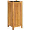 Image de vidaXL - Plantenbak - met - voering - 31x31x75 - cm - massief - acaciahout