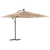 Image de vidaXL - Parasol - met - LED's - en - stalen - paal - 290x290x238 - cm - bruin