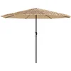 Image de vidaXL - Parasol - met - LED's - en - stalen - paal - 324x324x247 - cm - bruin