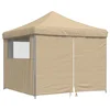 Image de vidaXL - Partytent - inklapbaar - pop-up - met - 4 - zijwanden - beige