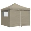 Image de vidaXL - Partytent - inklapbaar - pop-up - met - 4 - zijwanden - taupe