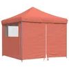 Image de vidaXL - Partytent - inklapbaar - pop-up - met - 4 - zijwanden - terracottakleurig