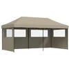 Image de vidaXL - Partytent - inklapbaar - pop-up - met - 3 - zijwanden - taupe