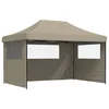 Image de vidaXL - Partytent - inklapbaar - pop-up - met - 3 - zijwanden - taupe