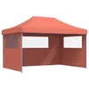 Image de vidaXL - Partytent - inklapbaar - pop-up - met - 3 - zijwanden - terracottakleurig