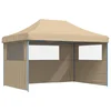 Image de vidaXL - Partytent - inklapbaar - pop-up - met - 3 - zijwanden - beige