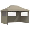 Image de vidaXL - Partytent - inklapbaar - pop-up - met - 3 - zijwanden - taupe
