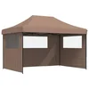 Image de vidaXL - Partytent - inklapbaar - pop-up - met - 3 - zijwanden - bruin