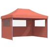 Image de vidaXL - Partytent - inklapbaar - pop-up - met - 3 - zijwanden - terracottakleurig