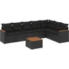 Image de vidaXL - 8-delige - Loungeset - met - kussens - poly - rattan - zwart