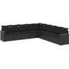 Image de vidaXL - 9-delige - Loungeset - met - kussens - poly - rattan - zwart