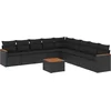 Image de vidaXL - 10-delige - Loungeset - met - kussens - poly - rattan - zwart