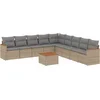 Image de vidaXL - 10-delige - Loungeset - met - kussens - poly - rattan - gemengd - beige