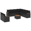 Image de vidaXL - 10-delige - Loungeset - met - kussens - poly - rattan - zwart