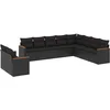 Image de vidaXL - 10-delige - Loungeset - met - kussens - poly - rattan - zwart