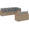 Image de vidaXL - 7-delige - Loungeset - met - kussens - poly - rattan - gemengd - beige