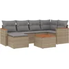 Image de vidaXL - 7-delige - Loungeset - met - kussens - poly - rattan - gemengd - beige