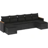 Image de vidaXL - 7-delige - Loungeset - met - kussens - poly - rattan - zwart