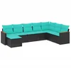Image de vidaXL - 8-delige - tuinbankset - met - kussens, - zwart - polyrotan