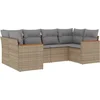 Image de vidaXL - 6-delige - Loungeset - met - kussens - poly - rattan - gemengd - beige