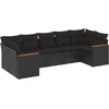 Image de vidaXL - 7-delige - Loungeset - met - kussens - poly - rattan - zwart