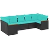 Image de vidaXL - 7-delige - tuinbankset - met - kussens - van - zwart - polyrotan
