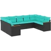 Image de vidaXL - 9-delige - tuinbankset - met - kussens - van - zwart - polyrotan