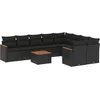Image de vidaXL - 10-delige - Loungeset - met - kussens - poly - rattan - zwart