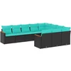 Image de vidaXL - 10-delige - tuinbankset - met - kussens - van - zwart - polyrotan