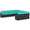 Image de vidaXL - 11-delige - tuinbankset - met - kussens, - zwart - polyrotan