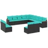 Image de vidaXL - 13-delige - tuinbankset - met - kussens - van - zwart - polyrotan