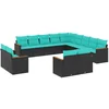 Image de vidaXL - 13-delige - tuinbankset - met - kussens - van - zwart - polyrotan