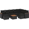 Image de vidaXL - 10-delige - Loungeset - met - kussens - poly - rattan - zwart