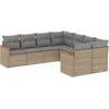 Image de vidaXL - 8-delige - Loungeset - met - kussens - poly - rattan - gemengd - beige